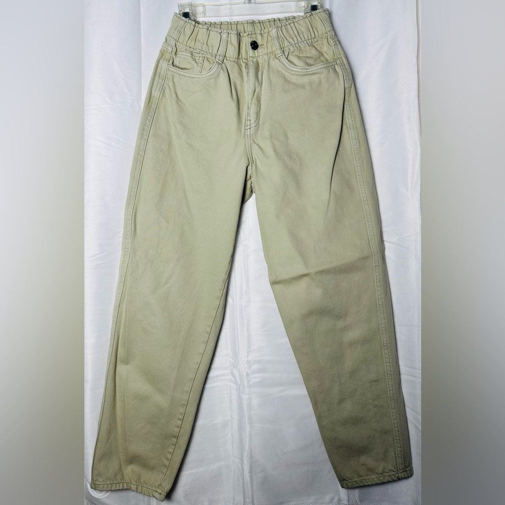H&M High Waist Twill Pants - Pale Green Size2